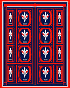 Bold Red Geometric Emblem Rug