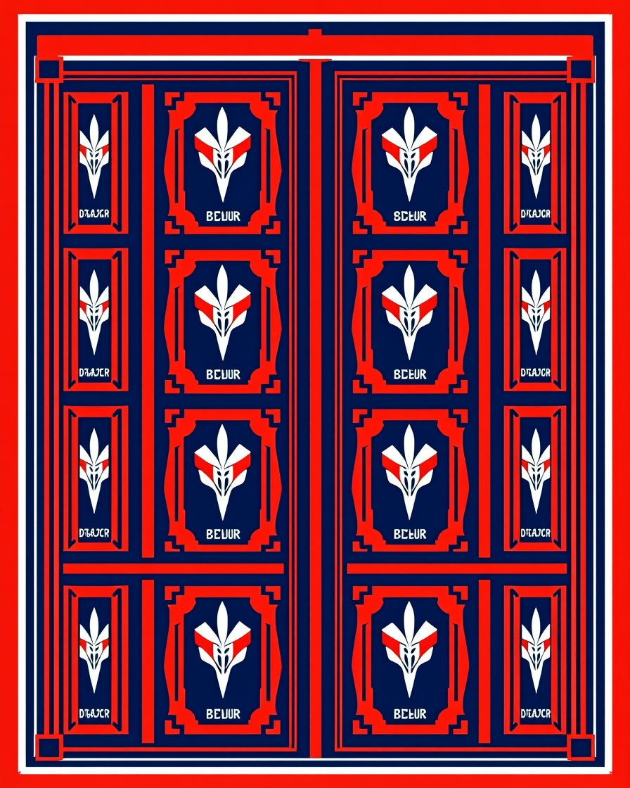 Bold Red Geometric Emblem Rug