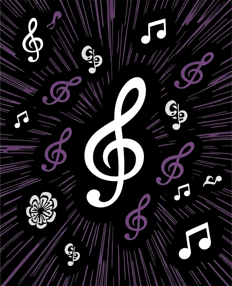 Purple Treble Clef Burst Rug
