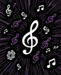 Purple Treble Clef Burst Rug