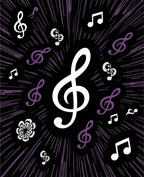 Purple Treble Clef Burst Rug