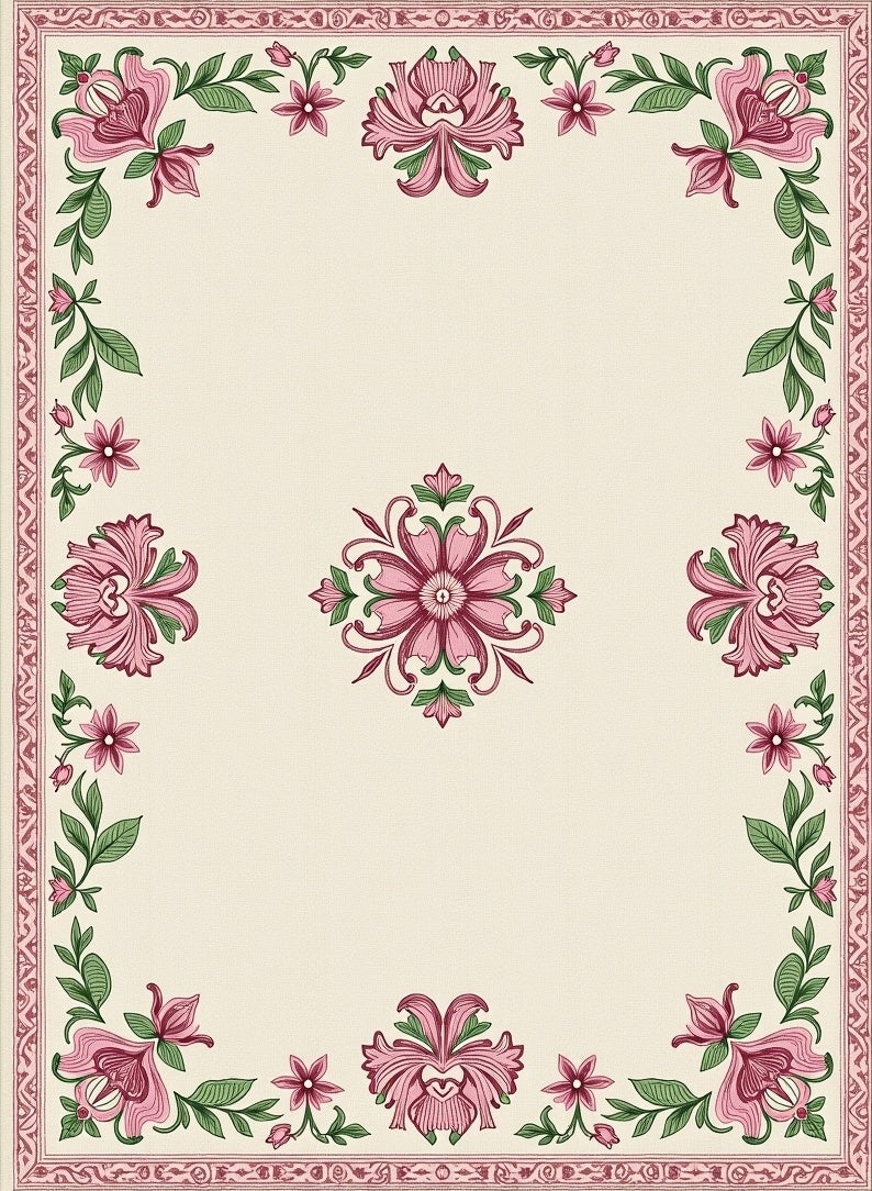 Pink Floral Bouquet Meadow Rug