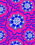 Vibrant Pink Blue Floral Wave Medallions Rug