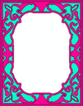 Bright Pink Teal Abstract Swirl Border Rug