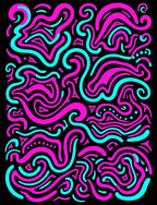 Vibrant Pink Teal Swirls Abstract Rug