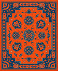 Vibrant Orange Blue Medallion Floral Rug