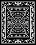 Black White Opulent Scrollwork Rug