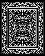 Black White Opulent Scrollwork Rug
