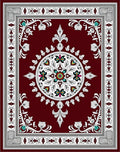 Deep Red Medallion Floral Elegance Rug
