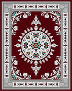 Deep Red Medallion Floral Elegance Rug