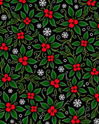 Classic Red Poinsettia Snowflake Garland Rug
