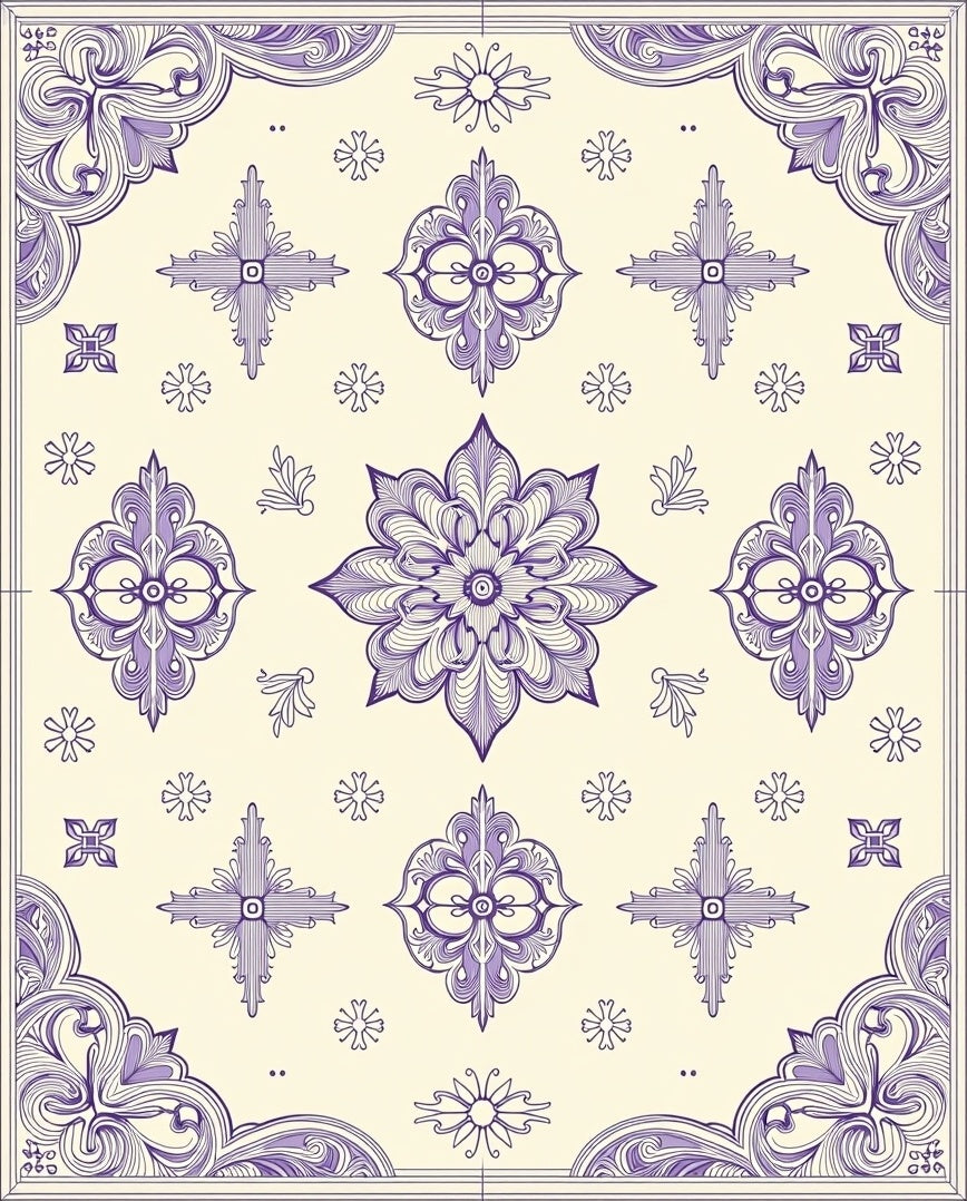 Lavendar Ornate Symmetry Medallion Rug