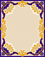 Traditional Purple Golden Floral Border Rug