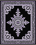 Elegant Black Purple Medallion Border Rug