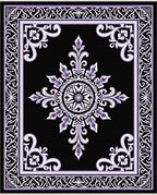 Elegant Black Purple Medallion Border Rug