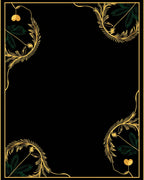 Elegant Gold Green Leaf Heart Border Rug