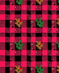 Red Black Buffalo Plaid Foliage Accent Rug
