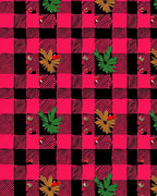Red Black Buffalo Plaid Foliage Accent Rug