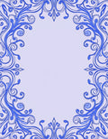 Ornate Blue Scrollwork Border Rug