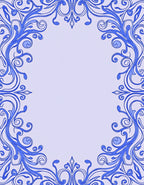 Ornate Blue Scrollwork Border Rug