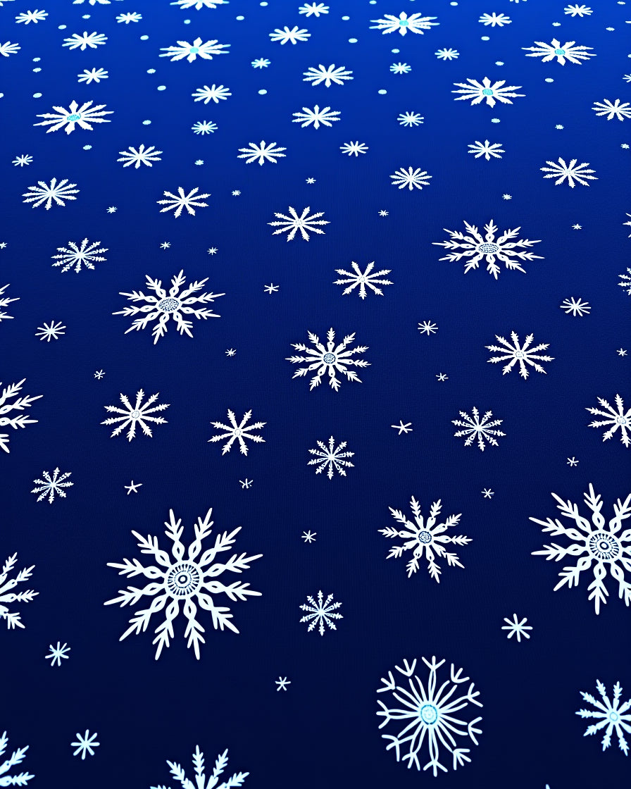 Deep Blue White Snowflake Scatter Rug