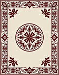 Rich Burgundy Floral Medallion Frame Rug