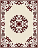 Rich Burgundy Floral Medallion Frame Rug