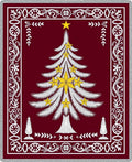 Crimson Christmas Tree White Gold Medallion Rug