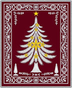 Crimson Christmas Tree White Gold Medallion Rug