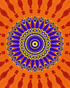 Vibrant Orange Blue Yellow Mandala Rug