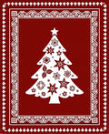Crimson White Christmas Tree Border Rug