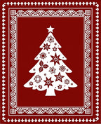 Crimson White Christmas Tree Border Rug