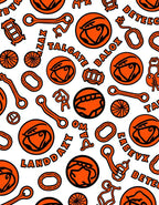 Bold Orange Circular Animal Graphic Rug