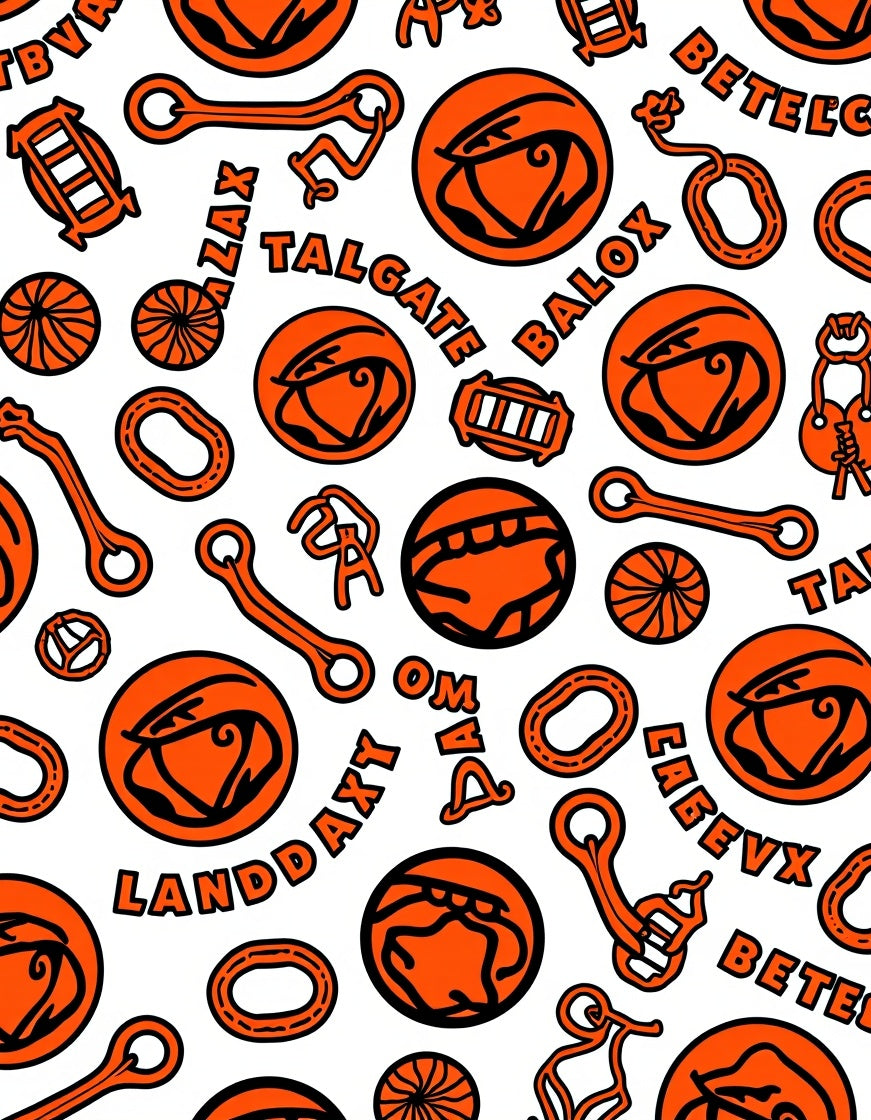 Bold Orange Circular Animal Graphic Rug