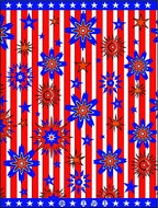 Red White Blue Starburst Stripes Rug