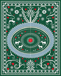 Festive Green White Red Animal Round Rug