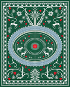 Festive Green White Red Animal Round Rug