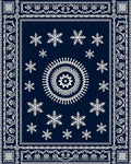 Navy White Snowflake Sunburst Border Rug