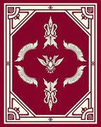 Crimson Ivory Heraldic Winged Crest Rug