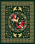 Festive Santa Reindeer Sleigh Round Rug