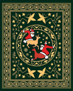Festive Santa Reindeer Sleigh Round Rug