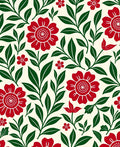 Crimson Floral Garden Leaves Rug