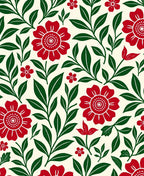 Crimson Floral Garden Leaves Rug