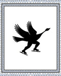 Black Skating Swan With Skates Border Rug