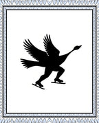 Black Skating Swan With Skates Border Rug