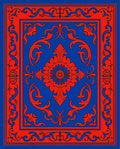 Royal Blue Orange Floral Medallion Rug