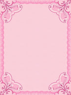 Pink Floral Corner Scroll Frame Rug