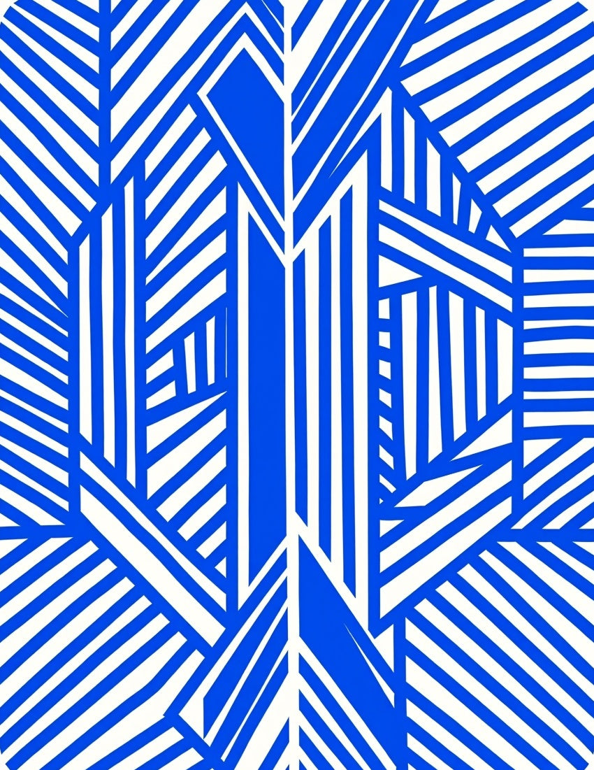 Modern Blue White Geometric Illusion Rug