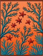 Coral Starfish Orange Blue Seabed Rug