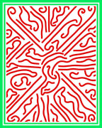 Vibrant Red Wavy Lines Modern Rug